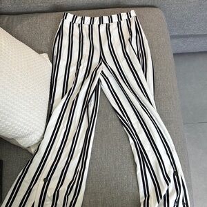 Zara Black and White Striped Wide Leg Pants